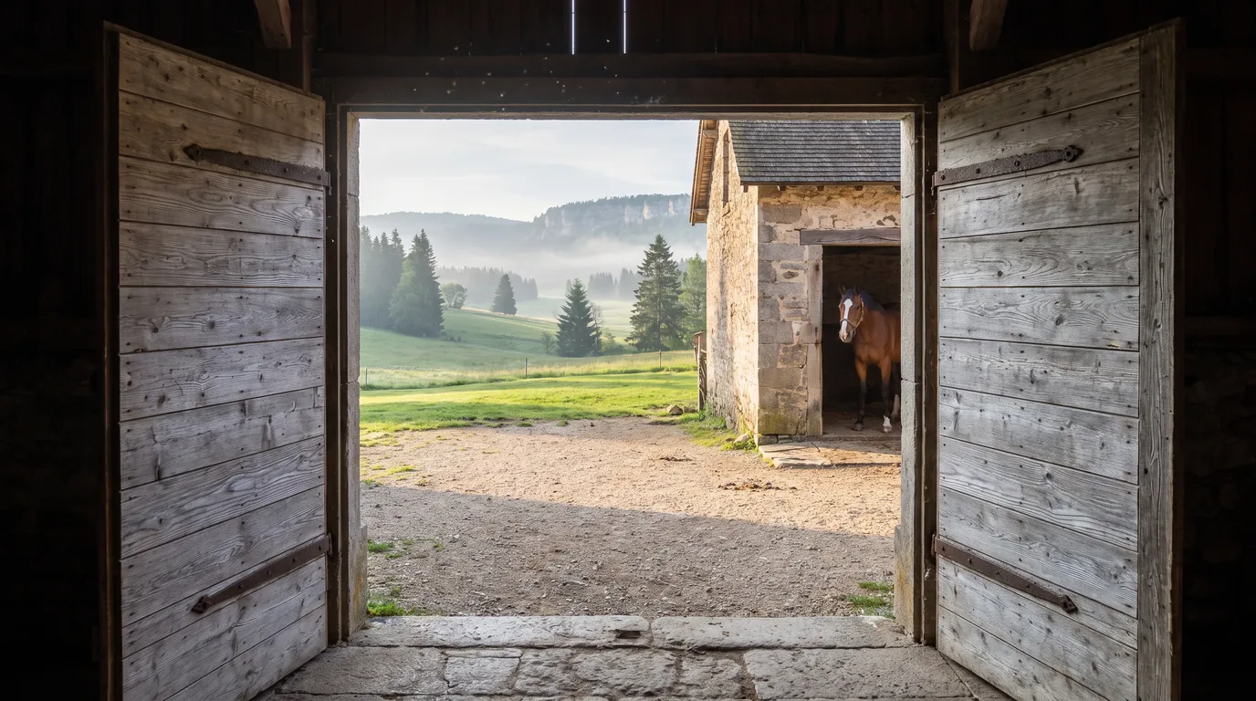 Entrée, Les Écuries de Merlas, centre équestre à Merlas